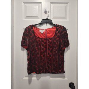 Vintage Laurence Kazar Black with Red Lining Beaded Top Size 1X Elegant‎ Classy